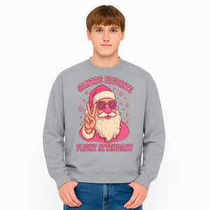 Santa's Favorite Flight Attendant Gift T-Shirt, Funny Christmas Apparel, Holiday Humor, Cute Santa Graphic Tee for Women and Men - Sweatshirt 1758254661739.jpg