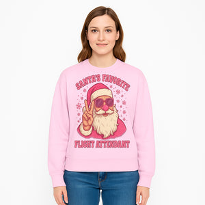 Santa's Favorite Flight Attendant Gift T-Shirt, Funny Christmas Apparel, Holiday Humor, Cute Santa Graphic Tee for Women and Men - Sweatshirt 1758254661903.jpg