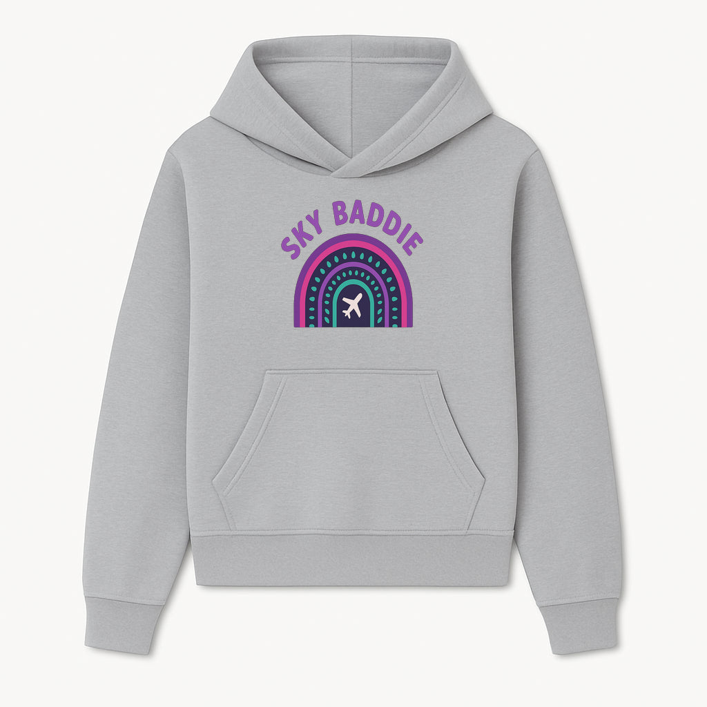 Sky Baddie Rainbow Airplane Graphic T-Shirt | Trendy Aviation Design for Travel Lovers | Stylish Comfortable Casual Wear - Hoodie 1758254662672.jpg