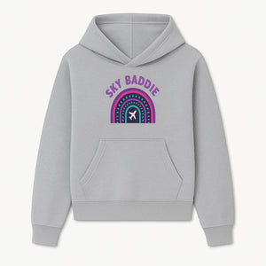 Sky Baddie Rainbow Airplane Graphic T-Shirt | Trendy Aviation Design for Travel Lovers | Stylish Comfortable Casual Wear - Hoodie 1758254662672.jpg