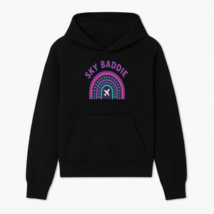 Sky Baddie Rainbow Airplane Graphic T-Shirt | Trendy Aviation Design for Travel Lovers | Stylish Comfortable Casual Wear - Hoodie 1758254662797.jpg