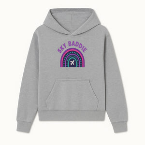 Sky Baddie Rainbow Airplane Graphic T-Shirt | Trendy Aviation Design for Travel Lovers | Stylish Comfortable Casual Wear - Hoodie 1758254663289.jpg