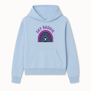 Sky Baddie Rainbow Airplane Graphic T-Shirt | Trendy Aviation Design for Travel Lovers | Stylish Comfortable Casual Wear - Hoodie 1758254663426.jpg