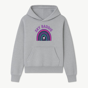 Sky Baddie Rainbow Airplane Graphic T-Shirt | Trendy Aviation Design for Travel Lovers | Stylish Comfortable Casual Wear - Hoodie 1758254664269.jpg