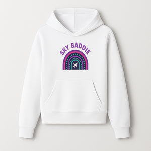 Sky Baddie Rainbow Airplane Graphic T-Shirt | Trendy Aviation Design for Travel Lovers | Stylish Comfortable Casual Wear - Hoodie 1758254664496.jpg