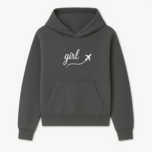 Traveling Girl Wall Art Print | Airplane Decor for Adventurous Girls | Inspirational Home Decor - Hoodie 1758254665649.jpg