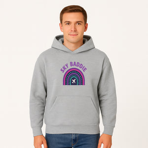 Sky Baddie Rainbow Airplane Graphic T-Shirt | Trendy Aviation Design for Travel Lovers | Stylish Comfortable Casual Wear - Hoodie 1758254665664.jpg