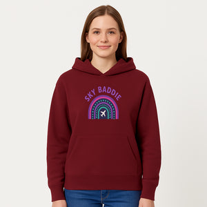 Sky Baddie Rainbow Airplane Graphic T-Shirt | Trendy Aviation Design for Travel Lovers | Stylish Comfortable Casual Wear - Hoodie 1758254665804.jpg