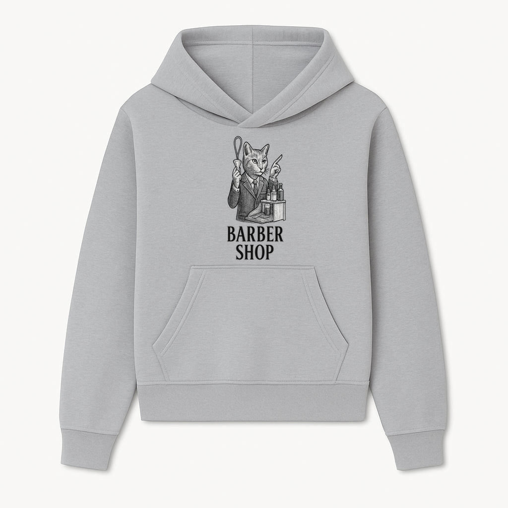 Vintage Cat Barber Shop Sign | Retro Pet Grooming Illustration | Unique Home Decor | Cute Animal Art for Barber Shops & Pet Lovers - Hoodie 1758254667178.jpg