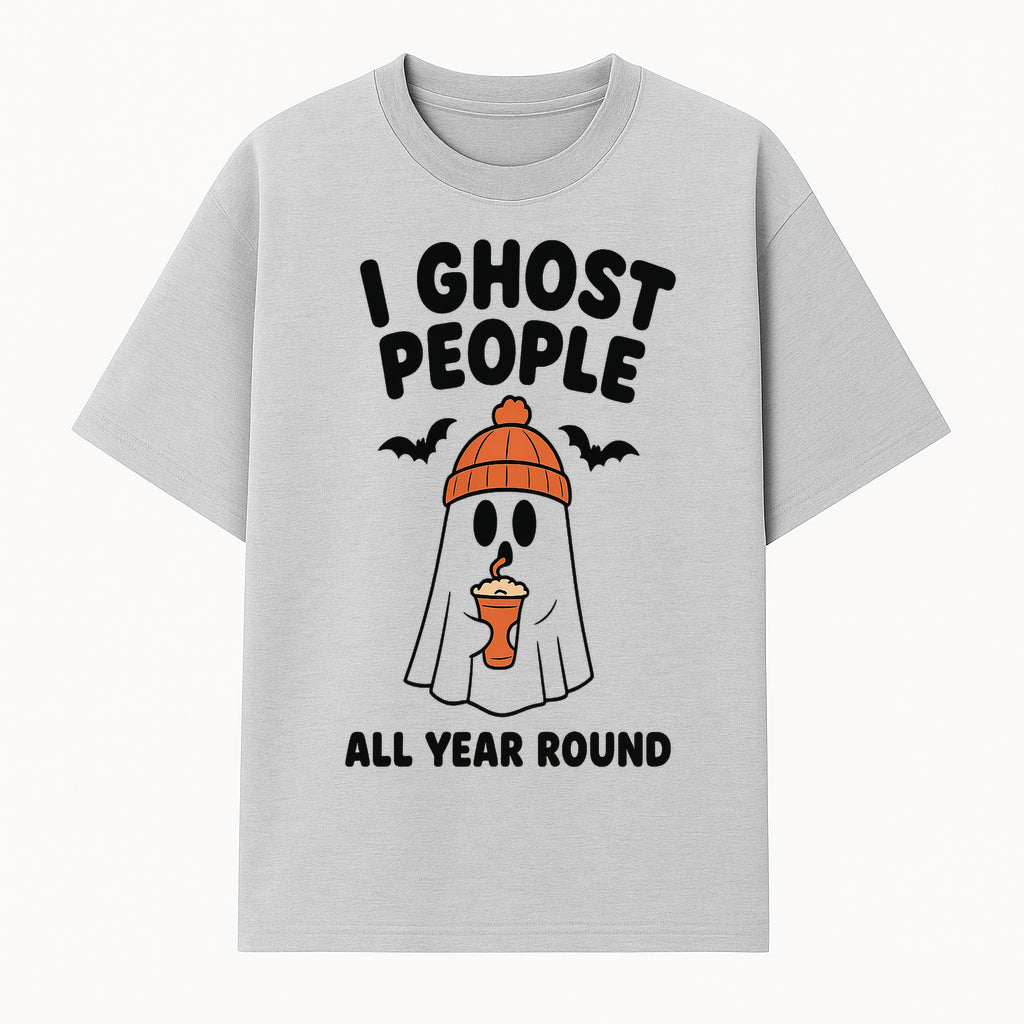I Ghost People All Year Round - Cute Halloween Ghost with Coffee, Spooky Decor, Fun Ghost Theme, Autumn Apparel, Gift Idea - T-shirt 1758254668060.jpg