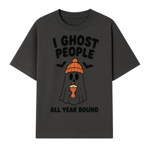 I Ghost People All Year Round - Cute Halloween Ghost with Coffee, Spooky Decor, Fun Ghost Theme, Autumn Apparel, Gift Idea - T-shirt 1758254668494.jpg