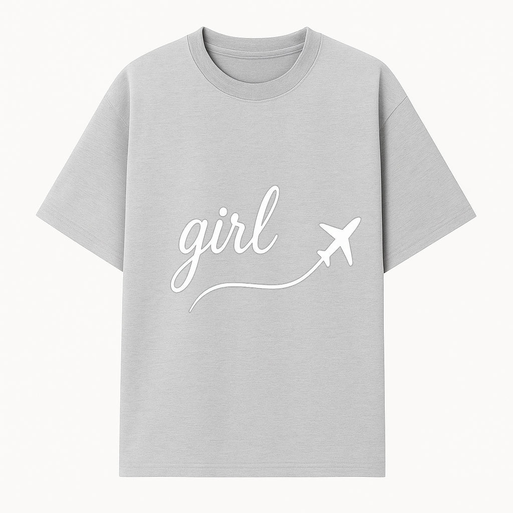 Traveling Girl Wall Art Print | Airplane Decor for Adventurous Girls | Inspirational Home Decor - T-shirt 1758254668655.jpg