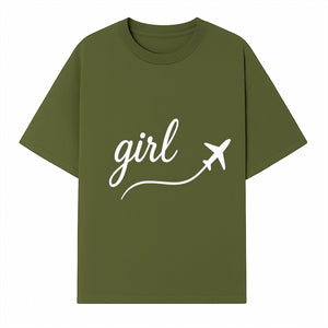 Traveling Girl Wall Art Print | Airplane Decor for Adventurous Girls | Inspirational Home Decor - T-shirt 1758254669156.jpg
