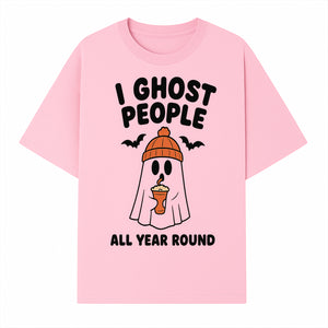 I Ghost People All Year Round - Cute Halloween Ghost with Coffee, Spooky Decor, Fun Ghost Theme, Autumn Apparel, Gift Idea - T-shirt 1758254669156.jpg