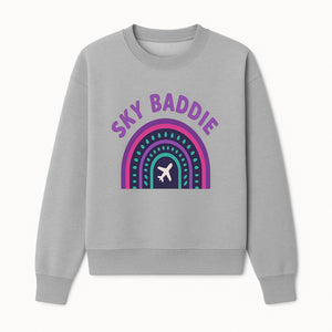 Sky Baddie Rainbow Airplane Graphic T-Shirt | Trendy Aviation Design for Travel Lovers | Stylish Comfortable Casual Wear - Sweatshirt 1758254669198.jpg