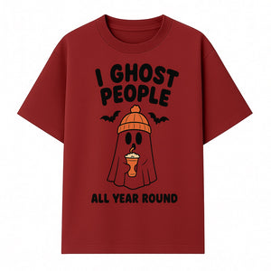 I Ghost People All Year Round - Cute Halloween Ghost with Coffee, Spooky Decor, Fun Ghost Theme, Autumn Apparel, Gift Idea - T-shirt 1758254669327.jpg