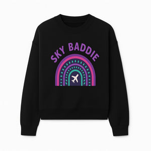Sky Baddie Rainbow Airplane Graphic T-Shirt | Trendy Aviation Design for Travel Lovers | Stylish Comfortable Casual Wear - Sweatshirt 1758254669347.jpg