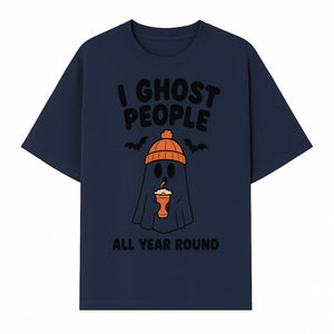 I Ghost People All Year Round - Cute Halloween Ghost with Coffee, Spooky Decor, Fun Ghost Theme, Autumn Apparel, Gift Idea - T-shirt 1758254669464.jpg