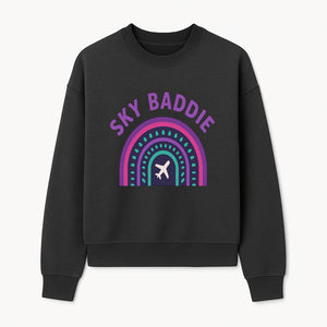 Sky Baddie Rainbow Airplane Graphic T-Shirt | Trendy Aviation Design for Travel Lovers | Stylish Comfortable Casual Wear - Sweatshirt 1758254669490.jpg