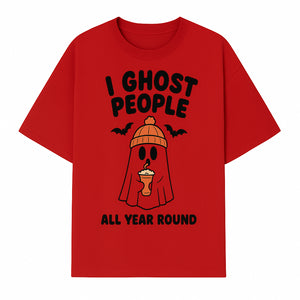 I Ghost People All Year Round - Cute Halloween Ghost with Coffee, Spooky Decor, Fun Ghost Theme, Autumn Apparel, Gift Idea - T-shirt 1758254669603.jpg