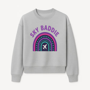 Sky Baddie Rainbow Airplane Graphic T-Shirt | Trendy Aviation Design for Travel Lovers | Stylish Comfortable Casual Wear - Sweatshirt 1758254669762.jpg