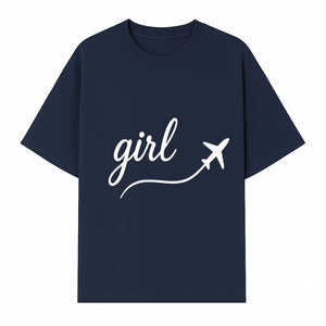 Traveling Girl Wall Art Print | Airplane Decor for Adventurous Girls | Inspirational Home Decor - T-shirt 1758254669977.jpg