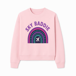 Sky Baddie Rainbow Airplane Graphic T-Shirt | Trendy Aviation Design for Travel Lovers | Stylish Comfortable Casual Wear - Sweatshirt 1758254670065.jpg