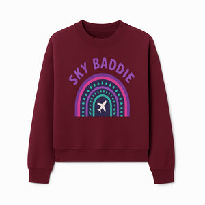 Sky Baddie Rainbow Airplane Graphic T-Shirt | Trendy Aviation Design for Travel Lovers | Stylish Comfortable Casual Wear - Sweatshirt 1758254670238.jpg