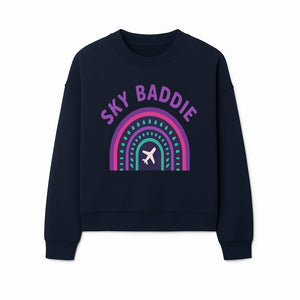 Sky Baddie Rainbow Airplane Graphic T-Shirt | Trendy Aviation Design for Travel Lovers | Stylish Comfortable Casual Wear - Sweatshirt 1758254670357.jpg