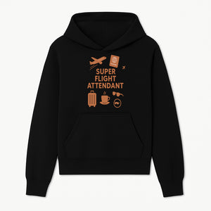 Super Flight Attendant Travel Design - Airplane, Passport, Coffee, Luggage - Perfect Gift for Flight Crew and Travelers - Hoodie 1758254670532.jpg