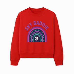 Sky Baddie Rainbow Airplane Graphic T-Shirt | Trendy Aviation Design for Travel Lovers | Stylish Comfortable Casual Wear - Sweatshirt 1758254670541.jpg