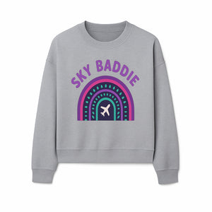 Sky Baddie Rainbow Airplane Graphic T-Shirt | Trendy Aviation Design for Travel Lovers | Stylish Comfortable Casual Wear - Sweatshirt 1758254670686.jpg