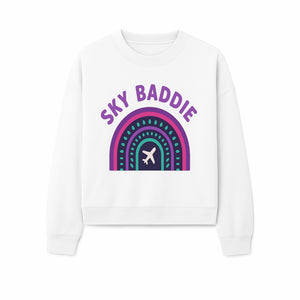 Sky Baddie Rainbow Airplane Graphic T-Shirt | Trendy Aviation Design for Travel Lovers | Stylish Comfortable Casual Wear - Sweatshirt 1758254670834.jpg