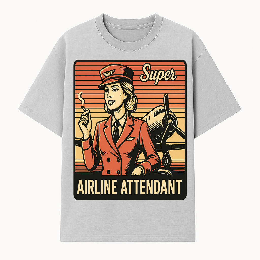 Vintage Airline Attendant Retro Artwork Print - Super Stylish Airplane Travel Decor - T-shirt 1758254671577.jpg