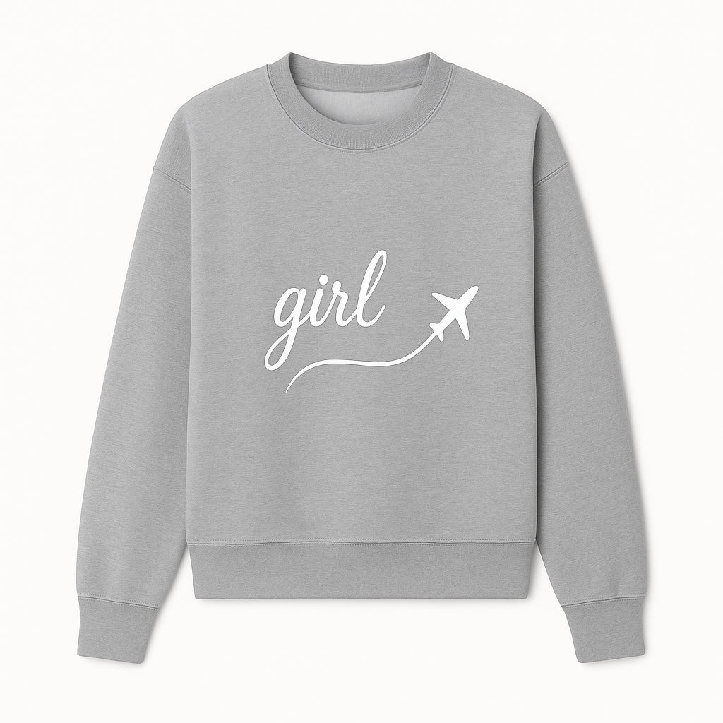 Traveling Girl Wall Art Print | Airplane Decor for Adventurous Girls | Inspirational Home Decor - Sweatshirt 1758254671861.jpg