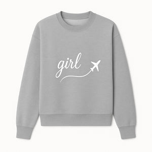 Traveling Girl Wall Art Print | Airplane Decor for Adventurous Girls | Inspirational Home Decor - Sweatshirt 1758254671861.jpg