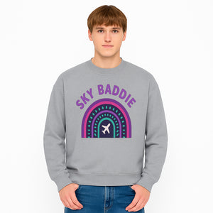 Sky Baddie Rainbow Airplane Graphic T-Shirt | Trendy Aviation Design for Travel Lovers | Stylish Comfortable Casual Wear - Sweatshirt 1758254671963.jpg