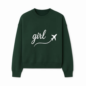 Traveling Girl Wall Art Print | Airplane Decor for Adventurous Girls | Inspirational Home Decor - Sweatshirt 1758254672278.jpg