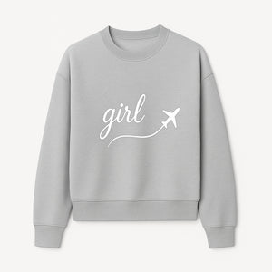 Traveling Girl Wall Art Print | Airplane Decor for Adventurous Girls | Inspirational Home Decor - Sweatshirt 1758254672456.jpg