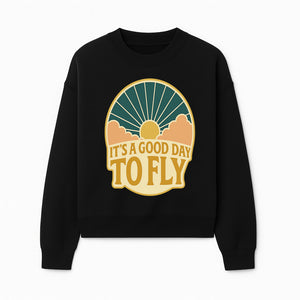 Vintage Style It's a Good Day to Fly Design - Sun and Clouds Graphic - Perfect for Aviation Enthusiasts, Travel Lovers, and Adventure Seekers - Sweatshirt 1758254672625.jpg