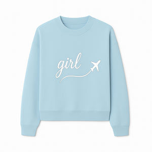 Traveling Girl Wall Art Print | Airplane Decor for Adventurous Girls | Inspirational Home Decor - Sweatshirt 1758254672674.jpg