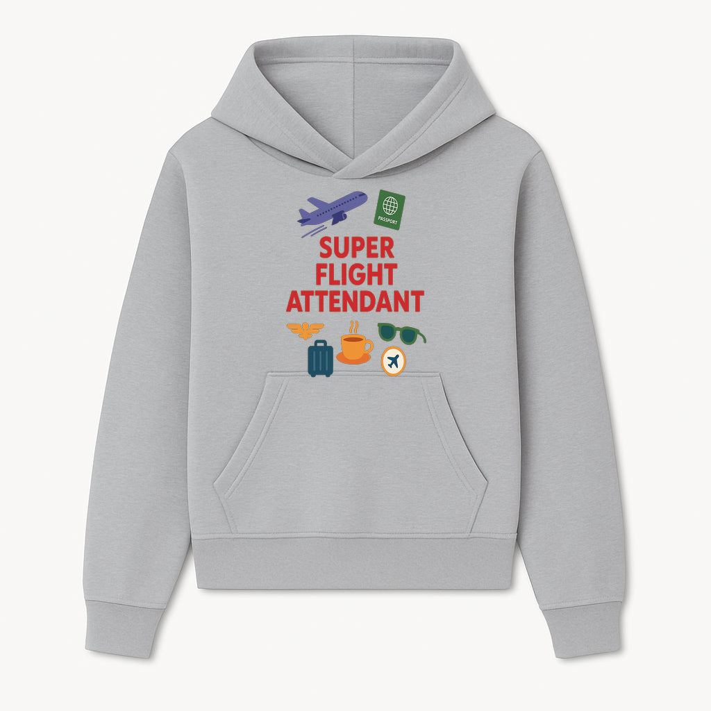 Super Flight Attendant Travel-Themed T-Shirt with Airplane, Passport, Coffee, and Luggage Graphics for Aviation Lovers - Hoodie 1758254672923.jpg