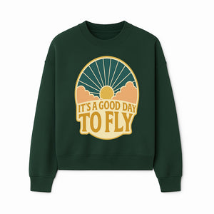 Vintage Style It's a Good Day to Fly Design - Sun and Clouds Graphic - Perfect for Aviation Enthusiasts, Travel Lovers, and Adventure Seekers - Sweatshirt 1758254672963.jpg