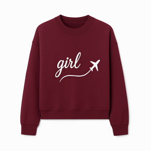 Traveling Girl Wall Art Print | Airplane Decor for Adventurous Girls | Inspirational Home Decor - Sweatshirt 1758254673035.jpg