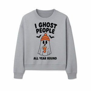 I Ghost People All Year Round - Cute Halloween Ghost with Coffee, Spooky Decor, Fun Ghost Theme, Autumn Apparel, Gift Idea - Sweatshirt 1758254673040.jpg