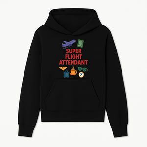 Super Flight Attendant Travel-Themed T-Shirt with Airplane, Passport, Coffee, and Luggage Graphics for Aviation Lovers - Hoodie 1758254673058.jpg