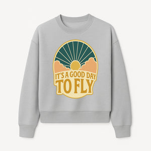 Vintage Style It's a Good Day to Fly Design - Sun and Clouds Graphic - Perfect for Aviation Enthusiasts, Travel Lovers, and Adventure Seekers - Sweatshirt 1758254673120.jpg