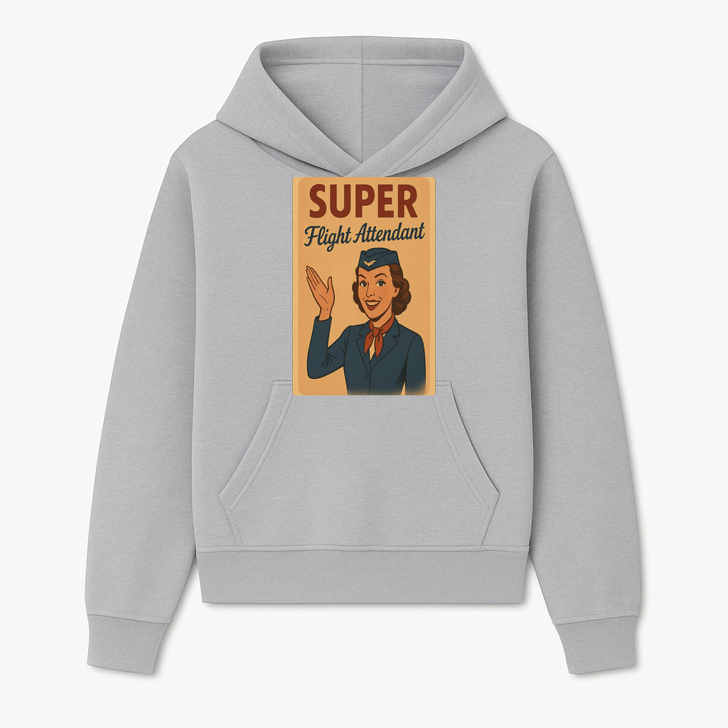 Vintage Super Flight Attendant Poster Art, Retro Airline Stewardess Wall Decor, Aviation Themed Home Decor, Unique Gift Idea - Hoodie 1758254673207.jpg