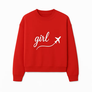 Traveling Girl Wall Art Print | Airplane Decor for Adventurous Girls | Inspirational Home Decor - Sweatshirt 1758254673334.jpg