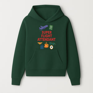 Super Flight Attendant Travel-Themed T-Shirt with Airplane, Passport, Coffee, and Luggage Graphics for Aviation Lovers - Hoodie 1758254673426.jpg